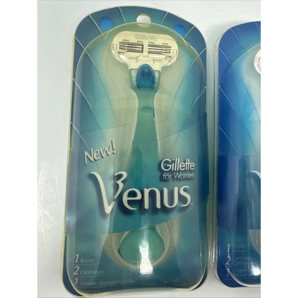 2x Gillette Women Vintage Venus Razor Handle & 2 Cartridges NEW Lot of 2
